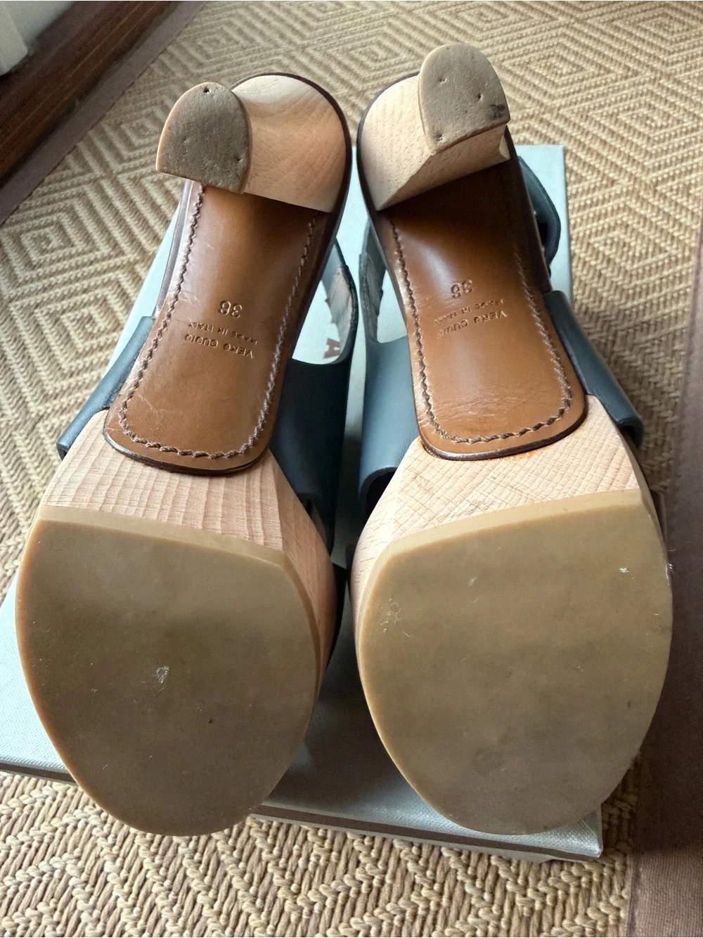 Marni Brown and Dark Grey Leather Slingback Platform Heels